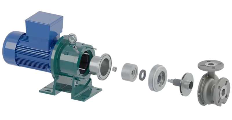 Konstrukcja pomp odśrodkowych ze sprzęgłem magnetycznym CDR ETS.