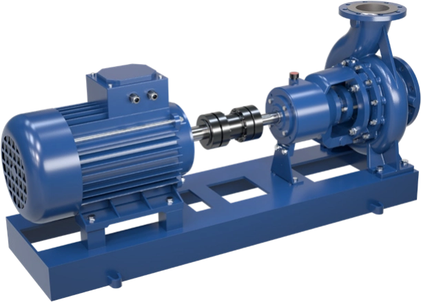 Przemysłowe pompy odśrodkowe z wirnikiem zamkniętym Salvatore Robuschi RDB z niezależną ramą.