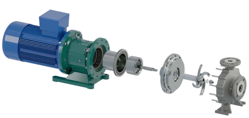 Konstrukcja metalowych pomp wirowych ze sprzęgłem magnetycznym CDR XTS-B.