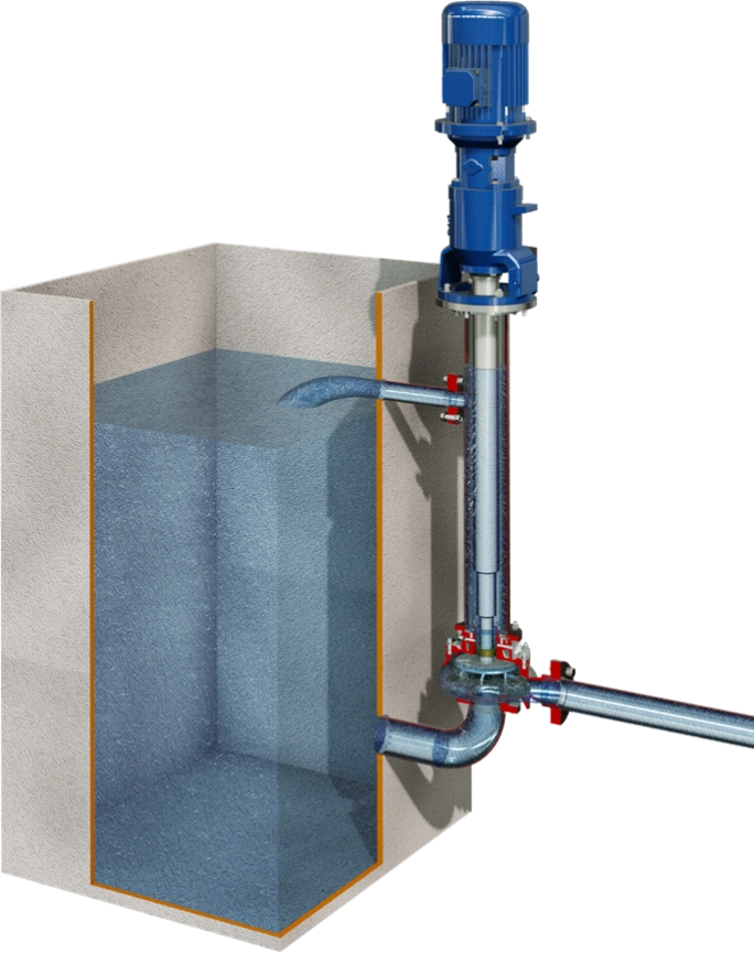 Instalacja pomp wirowych typu Cantilever Salvatore Robuschi na zewnątrz.