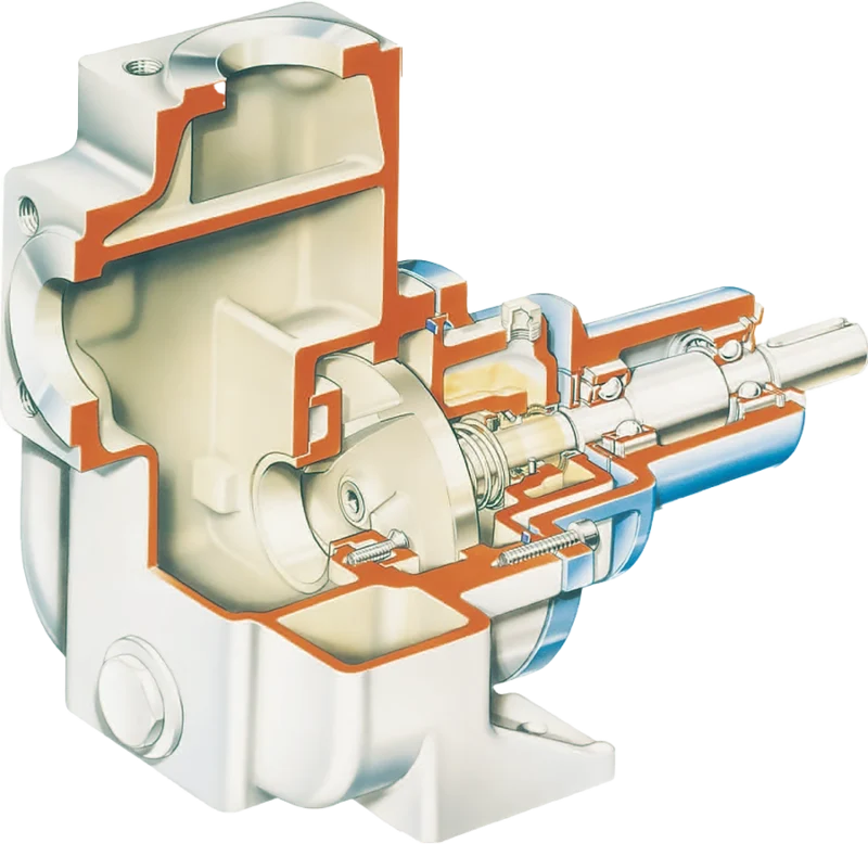 Przekrój pomp wirowych samozasysających SPX Johnson FreFlow.