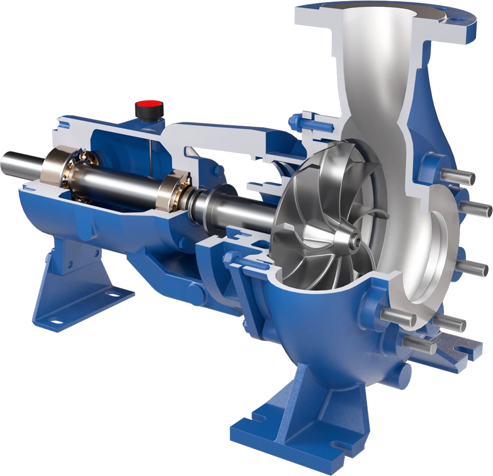 Przemysłowe pompy odśrodkowe z wirnikiem vortex Salvatore Robuschi RC w przekroju