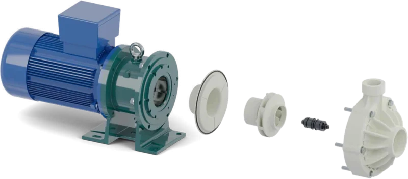 Przekrój pomp wirowych ze sprzęgłem magnetycznym CDR STN 70.