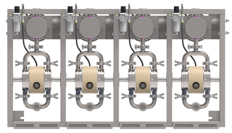 4x T80+DT80: assembled on a hygienic frame with removable drip pans.